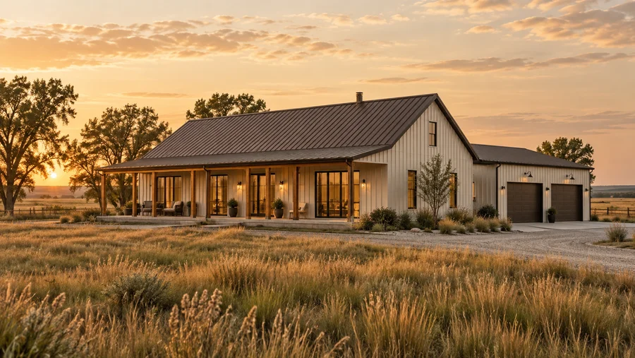 AI-generated architectural concept of a Kansas barndominium